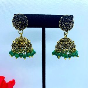 Green Rajasthani Jhumki (Earrings)